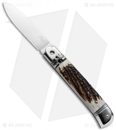 AKC Classic 8" Lever Lock Automatic Italian Knife Stag Horn (3.2" Polish) 1 AKC Classic 8" Lever Lock Automatic Italian Knife Stag Horn (3.2" Polish)