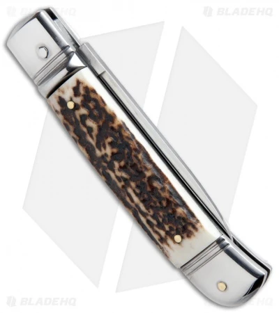 AKC Classic 8" Lever Lock Automatic Italian Knife Stag Horn (3.2" Polish) 3 AKC Classic 8" Lever Lock Automatic Italian Knife Stag Horn (3.2" Polish) - Image 3