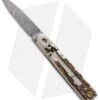 AKC Classic 6" Lever Lock Automatic Italian Knife Stag Horn (2.5" Damascus)