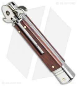 AKC Leverletto 7.75" Lever Lock Auto Italian Knife Cocobolo (3.2" Satin Serr) -Akc Sales Store leverletto cocobolo serrated bottom cm