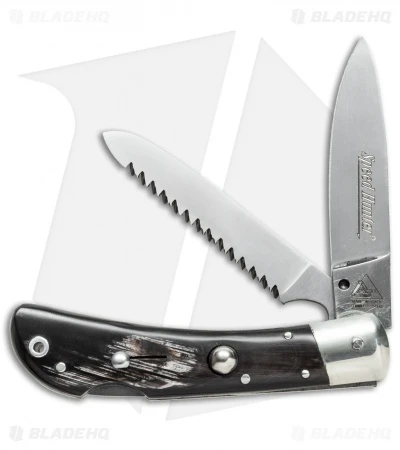 AKC Speed Hunter 2 Blade Automatic Italian Knife Dark Horn (3" Polish) 1 AKC Speed Hunter 2 Blade Automatic Italian Knife Dark Horn (3" Polish)